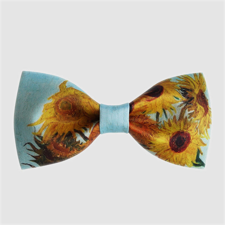 Nœud papillon pour homme représentant un vase de tournesols