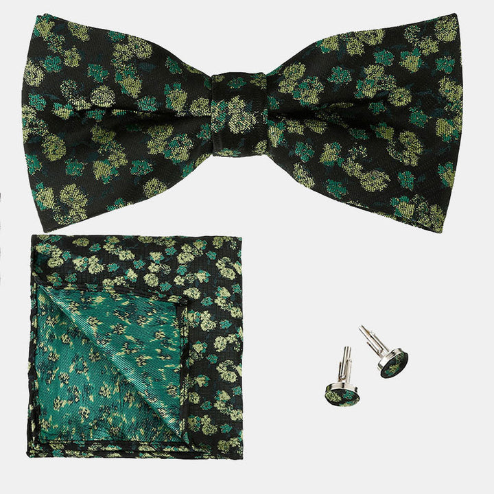 Lot de 3 mouchoirs de poche et nœud papillon pour homme avec motif floral rose