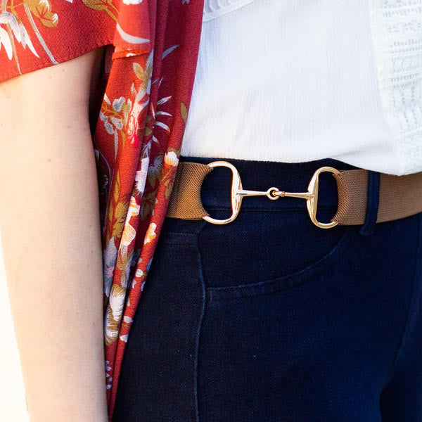 Ceinture élastique équestre avec mors et boucle en fer à cheval