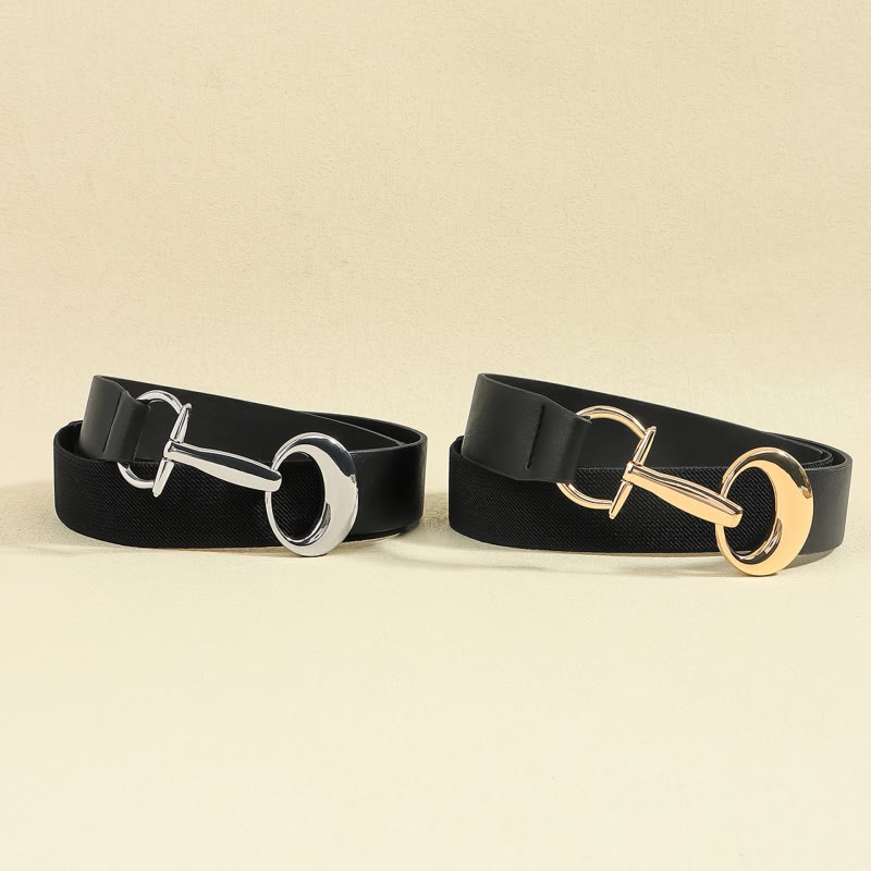 Ceinture en cuir simple pour femme avec boucle en fer à cheval