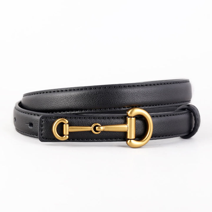Ceinture fine en cuir avec boucle en fer à cheval pour femme