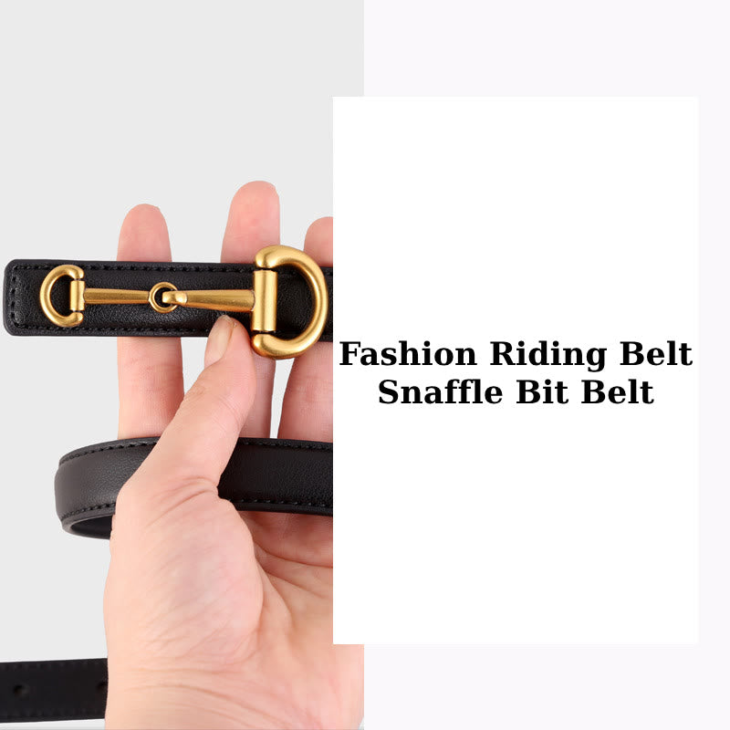 Ceinture fine en cuir avec boucle en fer à cheval pour femme