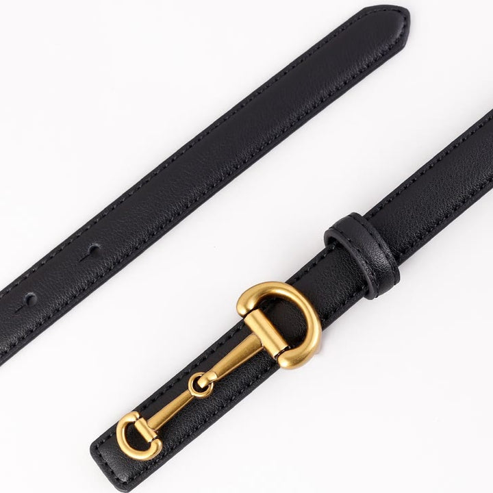 Ceinture fine en cuir avec boucle en fer à cheval pour femme