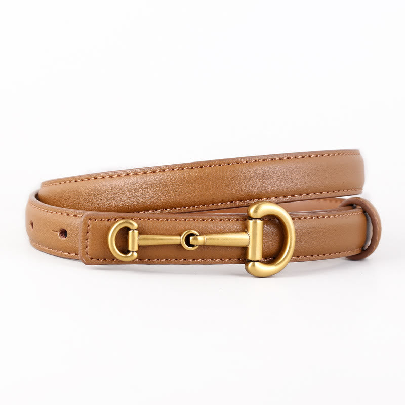 Ceinture fine en cuir avec boucle en fer à cheval pour femme