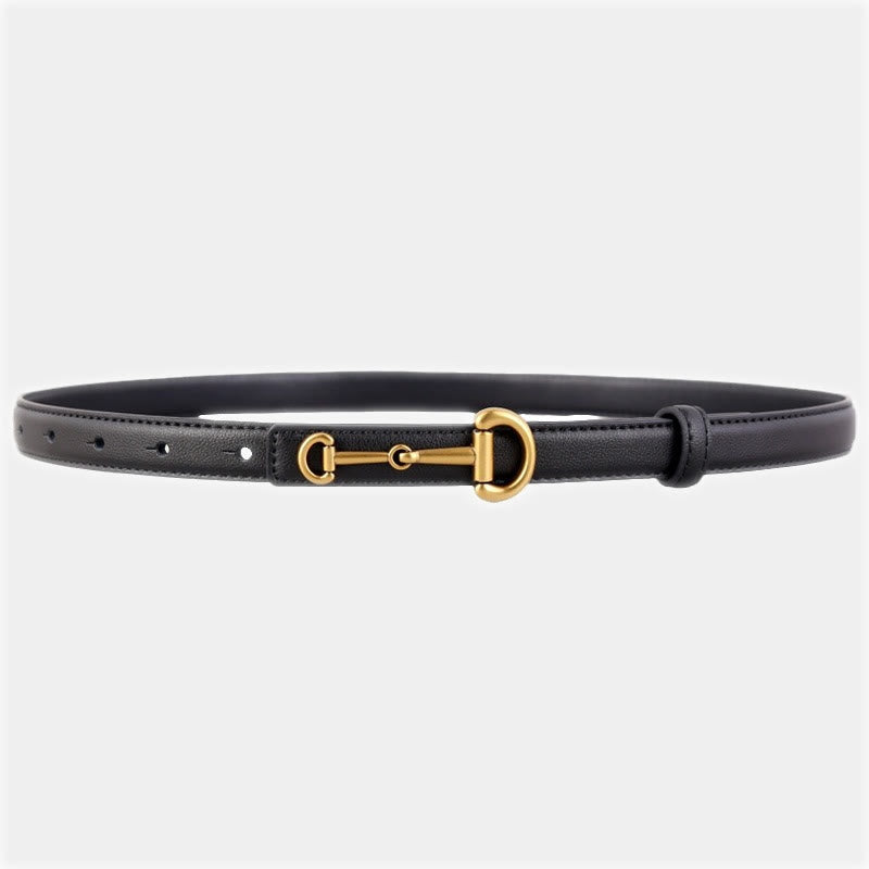 Ceinture fine en cuir avec boucle en fer à cheval pour femme