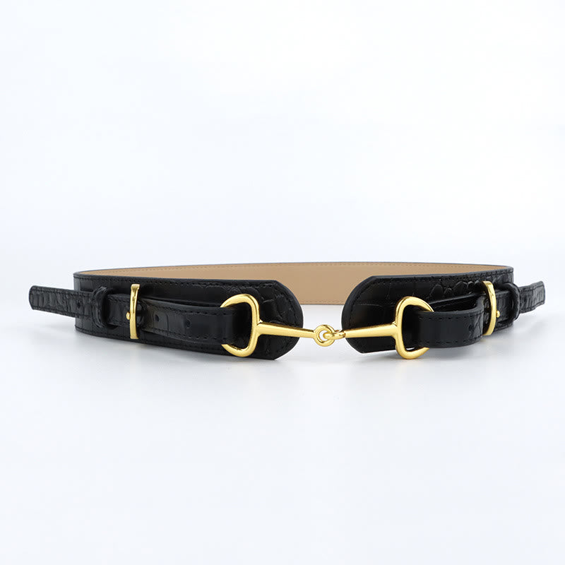 Ceinture à mors à motif crocodile vintage - Noir - Disponible pour un tour de taille de 70 à 80 cm (27,6 à 31,5 pouces). - image 5