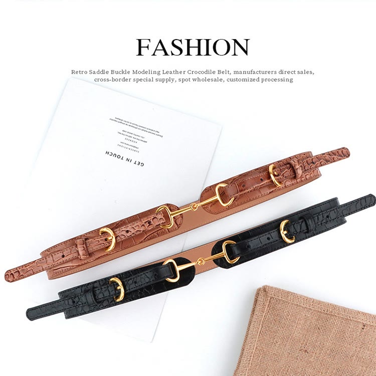 Ceinture à mors à motif crocodile vintage - image 1