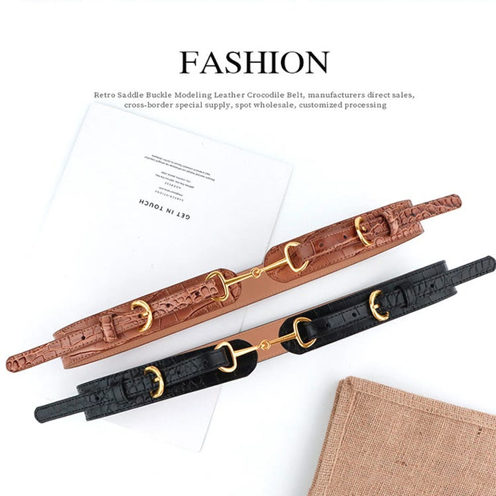 Ceinture à mors à motif crocodile vintage - image 1