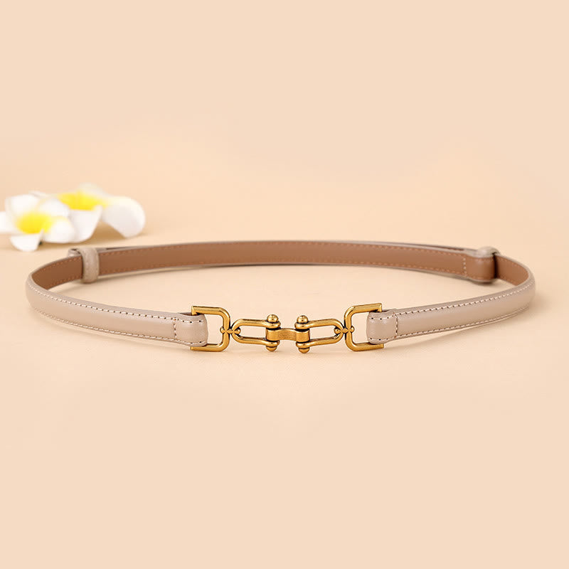 Ceinture fine en cuir pour femme avec boucle en fer à cheval et mors
