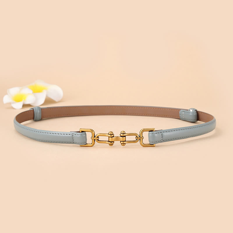 Ceinture fine en cuir pour femme avec boucle en fer à cheval et mors