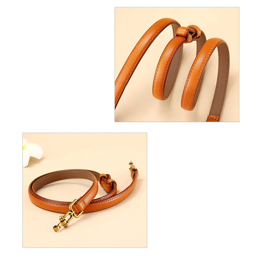 Ceinture fine en cuir pour femme avec boucle en fer à cheval et mors