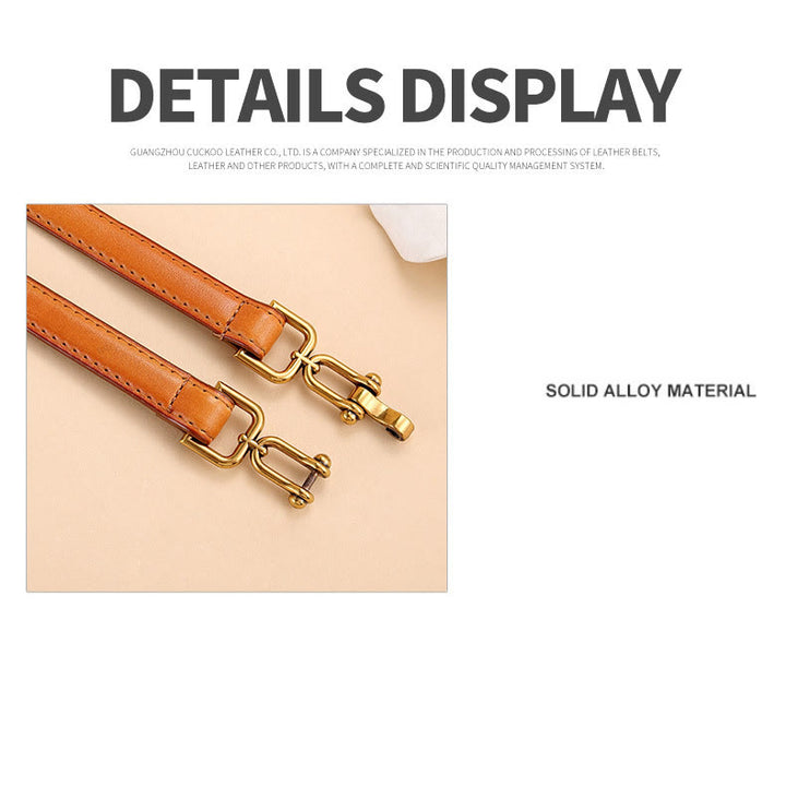 Ceinture fine en cuir pour femme avec boucle en fer à cheval et mors