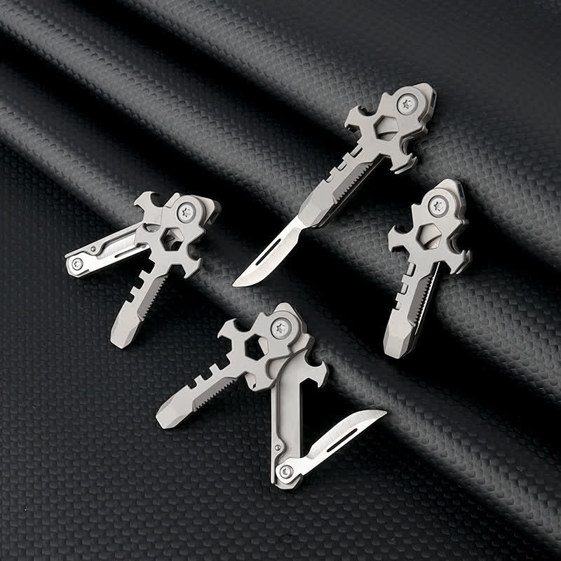 Porte-clés mini couteau pliant multifonctionnel en titane Cross