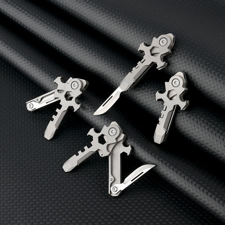 Porte-clés mini couteau pliant multifonctionnel en titane Cross