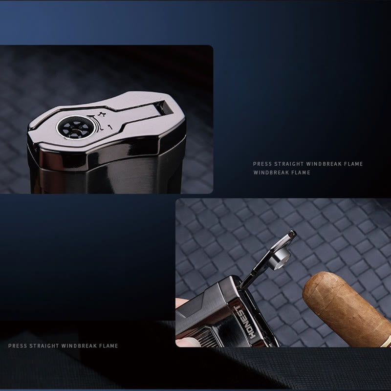 Briquet portable à triple brûleur avec coupe-cigare