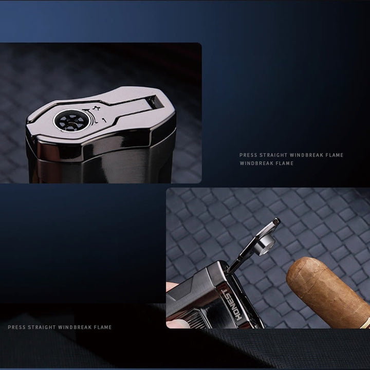 Briquet portable à triple brûleur avec coupe-cigare