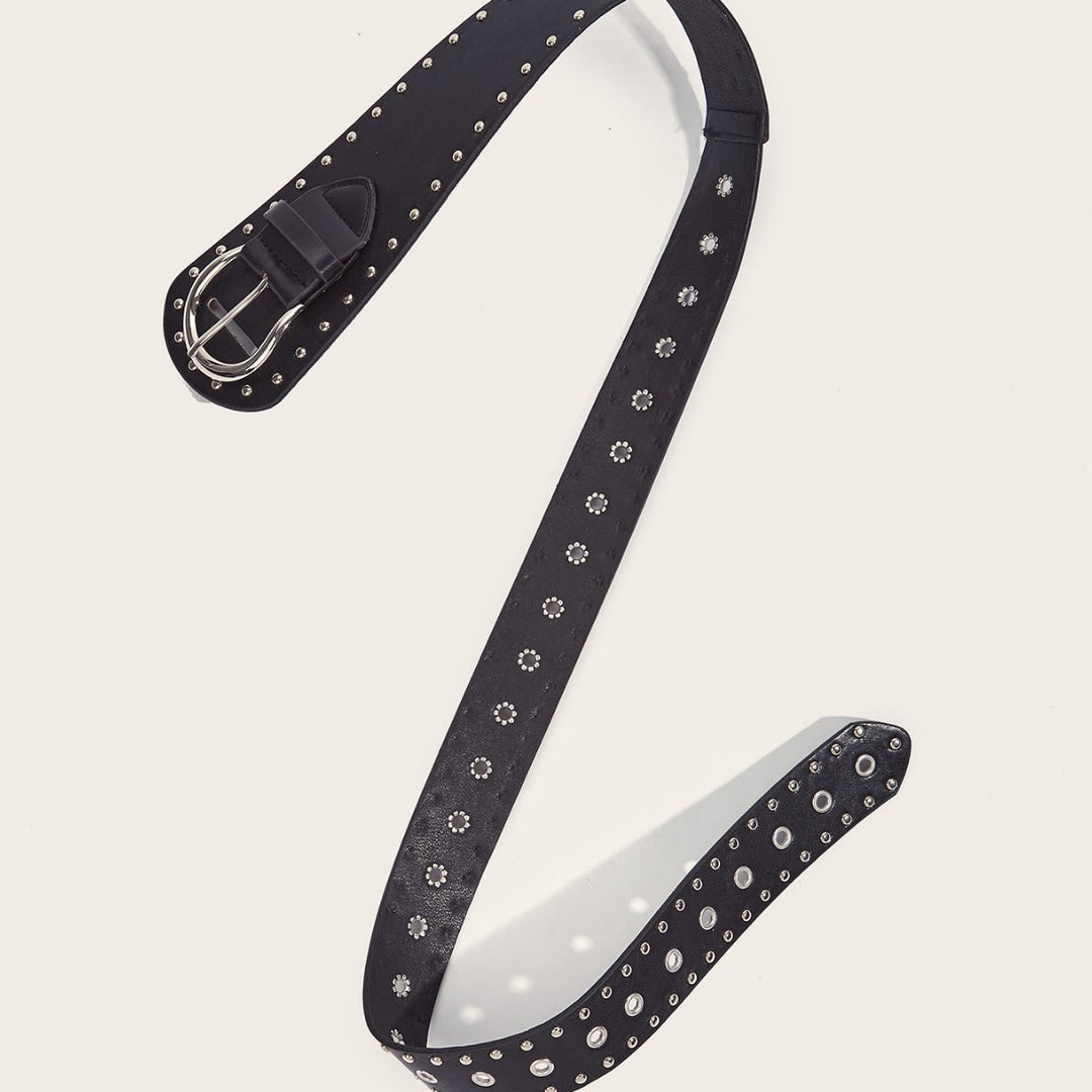Ceinture cloutée style punk, ceinture large en cuir à rivets
