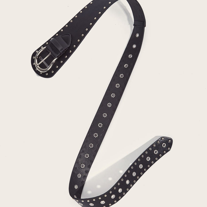 Ceinture cloutée style punk, ceinture large en cuir à rivets