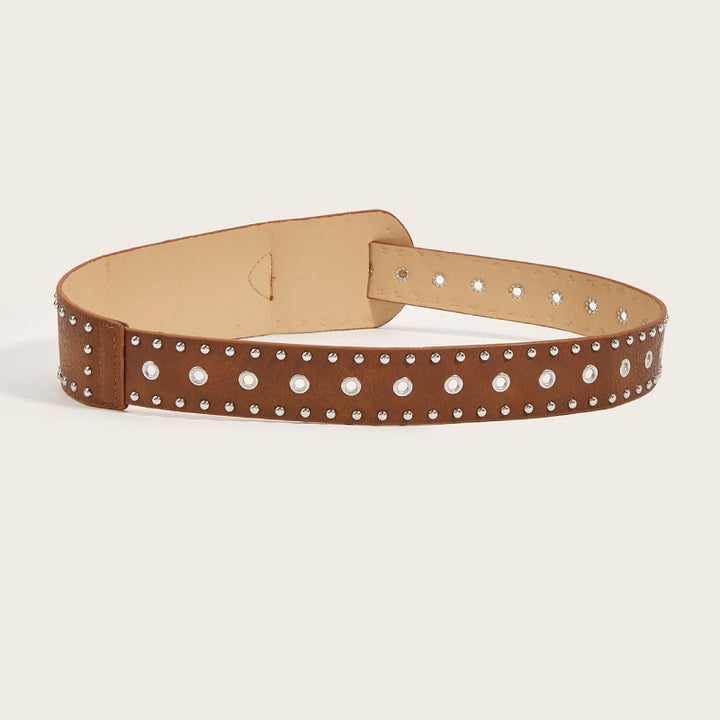 Ceinture cloutée style punk, ceinture large en cuir à rivets