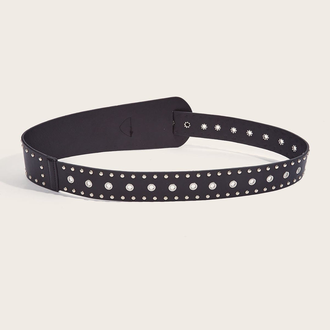Ceinture cloutée style punk, ceinture large en cuir à rivets