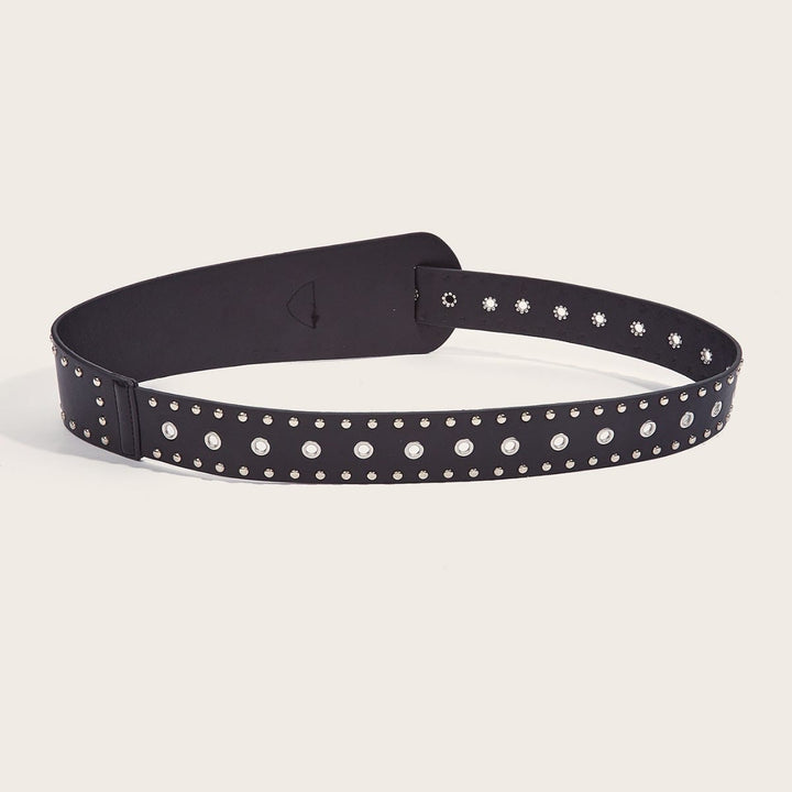 Ceinture cloutée style punk, ceinture large en cuir à rivets