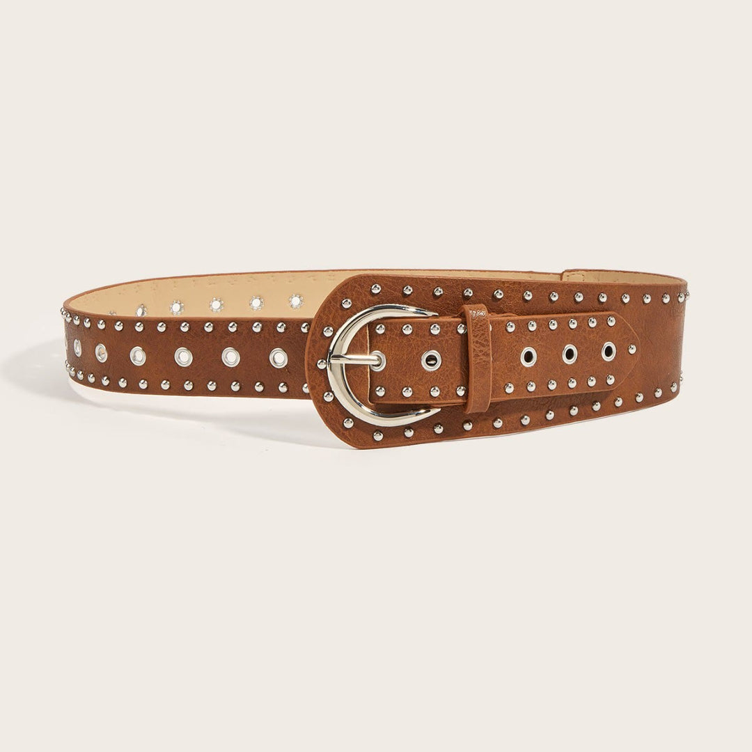 Ceinture cloutée style punk, ceinture large en cuir à rivets