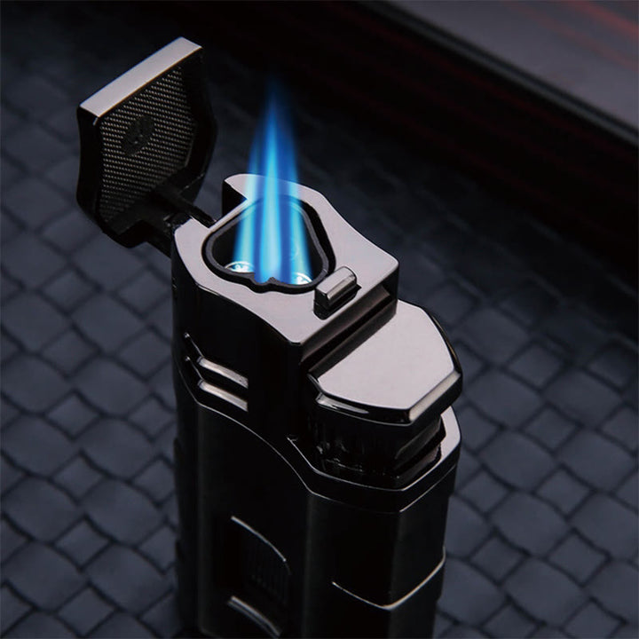 Briquet portable à triple brûleur avec coupe-cigare