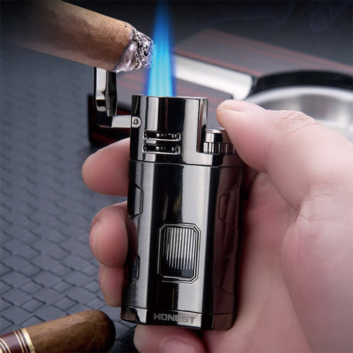 Briquet portable à triple brûleur avec coupe-cigare