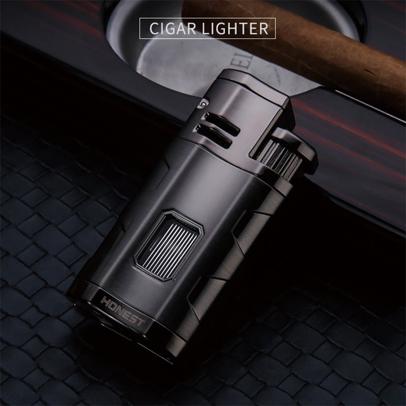 Briquet portable à triple brûleur avec coupe-cigare