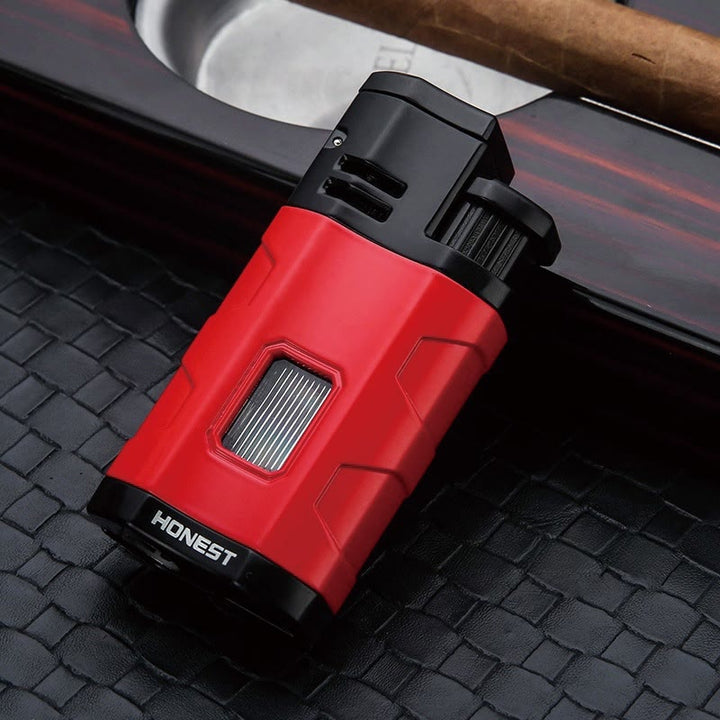 Briquet portable à triple brûleur avec coupe-cigare