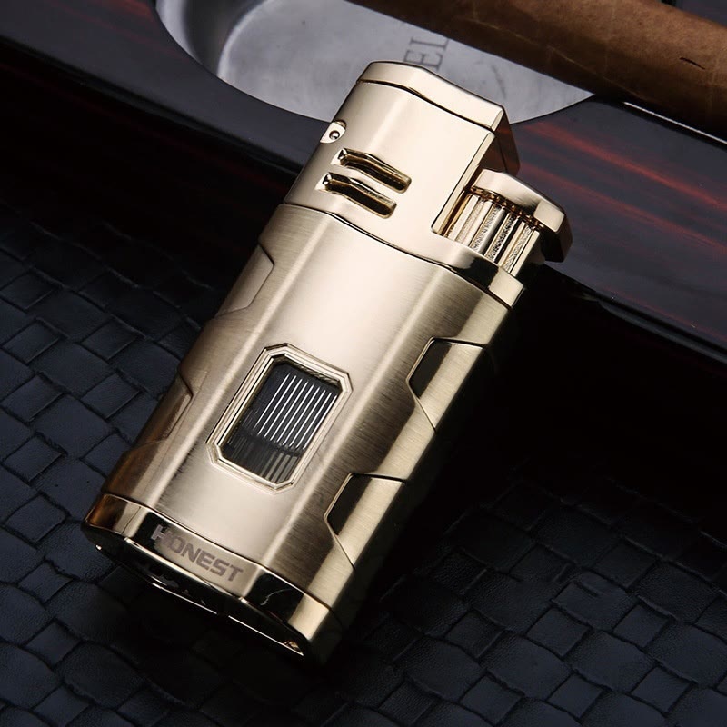 Briquet portable à triple brûleur avec coupe-cigare