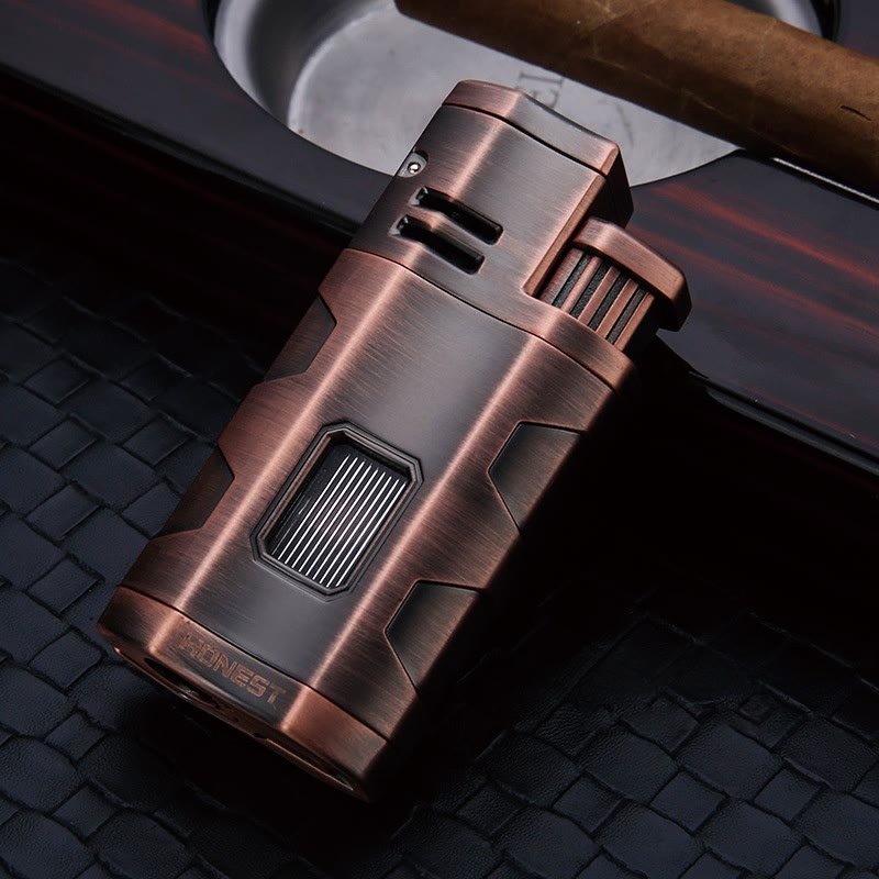 Briquet portable à triple brûleur avec coupe-cigare