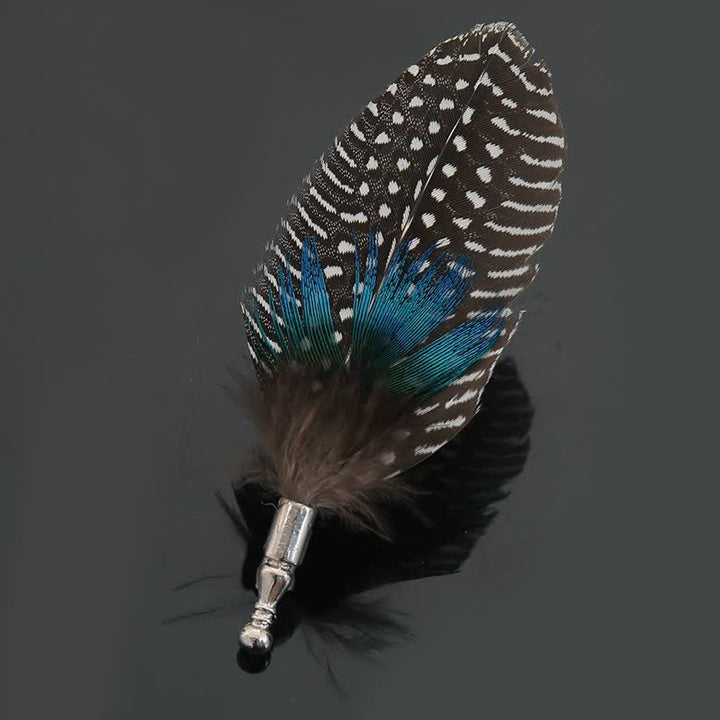 Broche unisexe classique en plumes de paon colorées pour fête de mariage