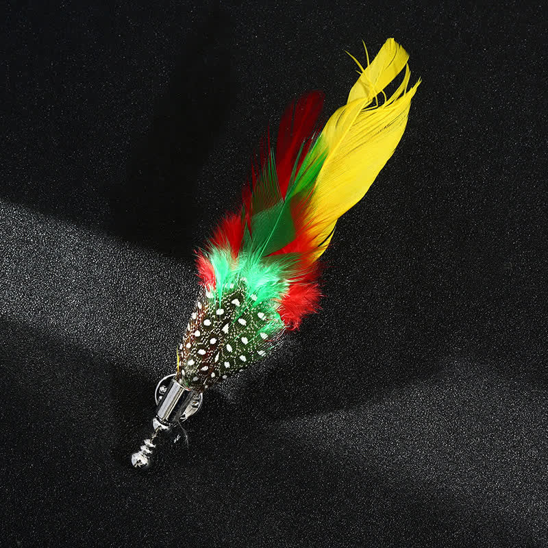 Broche unisexe classique en plumes de paon colorées pour fête de mariage