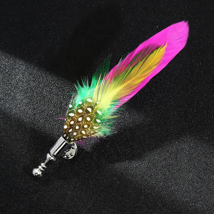 Broche unisexe classique en plumes de paon colorées pour fête de mariage