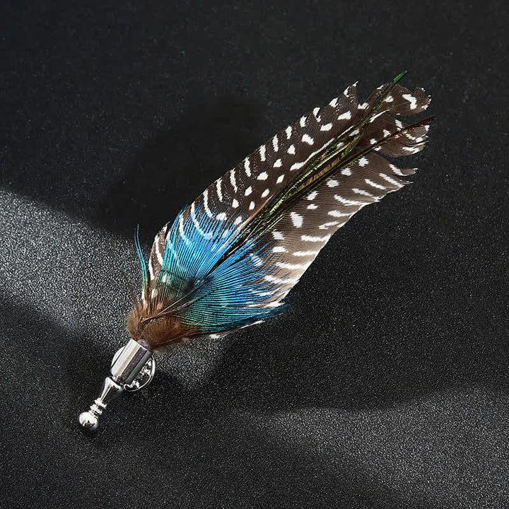 Broche unisexe classique en plumes de paon colorées pour fête de mariage