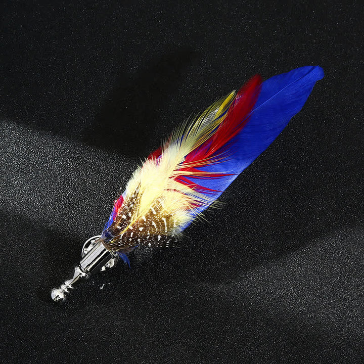 Broche unisexe classique en plumes de paon colorées pour fête de mariage