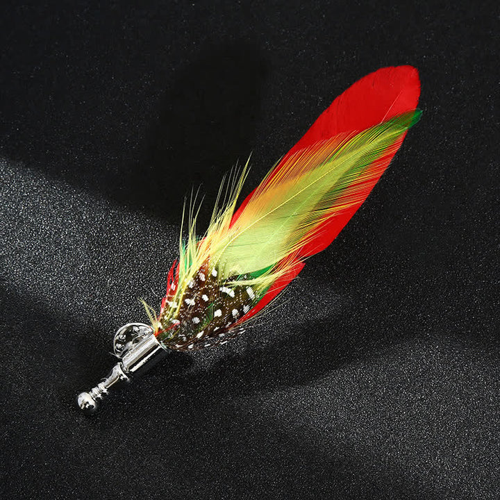 Broche unisexe classique en plumes de paon colorées pour fête de mariage