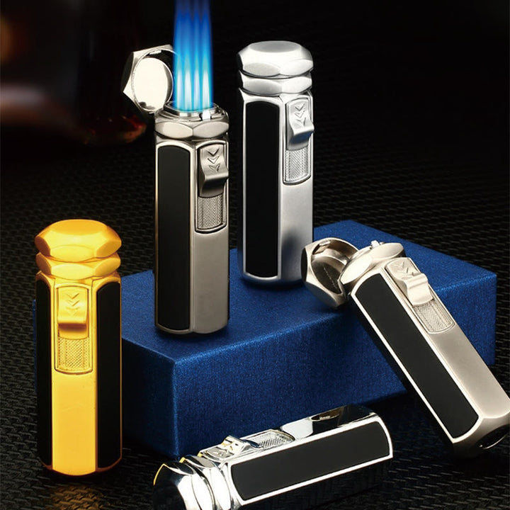 Briquet à quatre flammes rechargeable au butane, quatre brûleurs