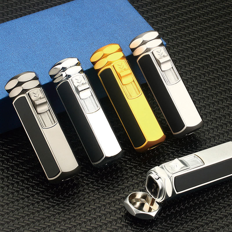 Briquet à quatre flammes rechargeable au butane, quatre brûleurs