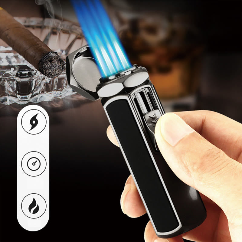 Briquet à quatre flammes rechargeable au butane, quatre brûleurs