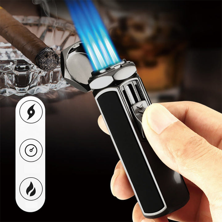 Briquet à quatre flammes rechargeable au butane, quatre brûleurs