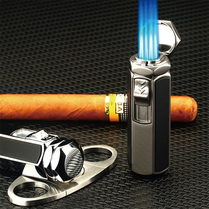 Briquet à quatre flammes rechargeable au butane, quatre brûleurs