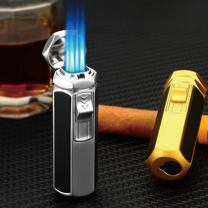 Briquet à quatre flammes rechargeable au butane, quatre brûleurs