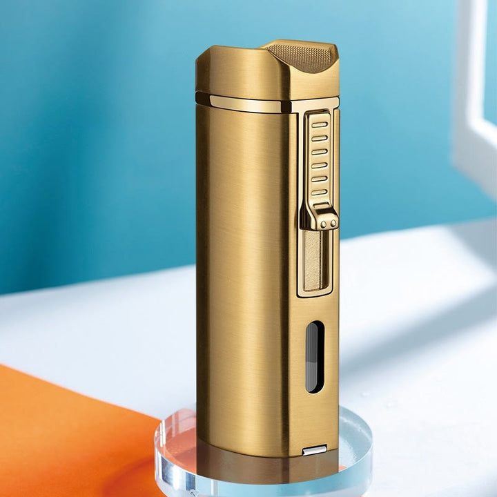 Briquet coupe-vent triple brûleur avec coupe-cigare pliable
