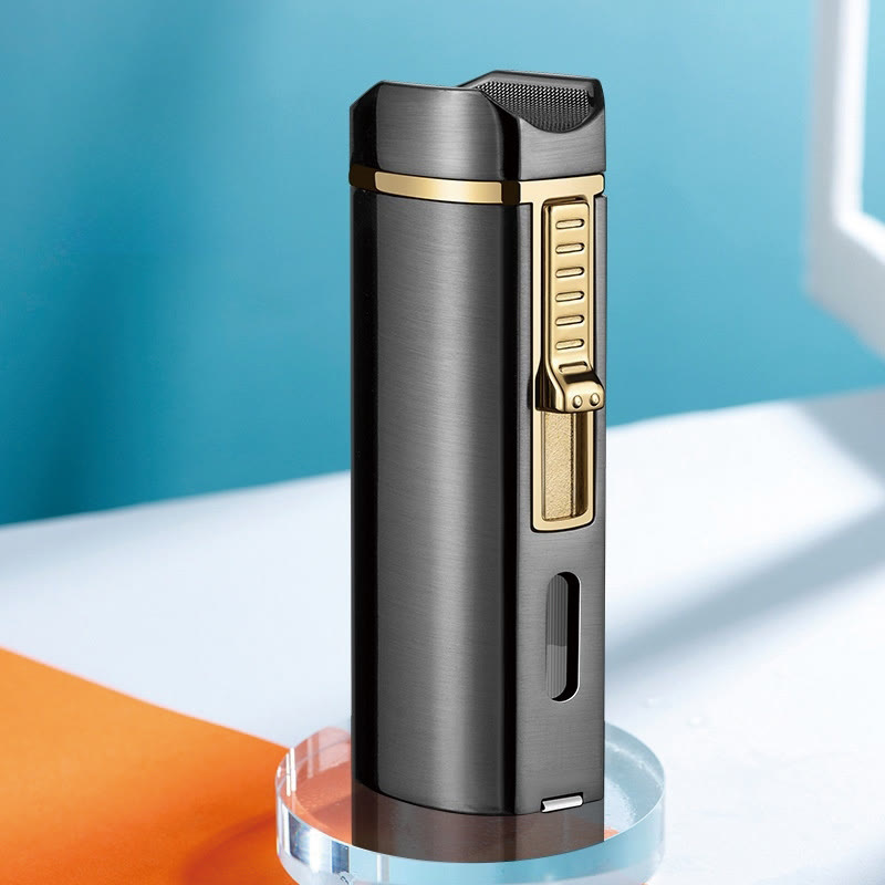 Briquet coupe-vent triple brûleur avec coupe-cigare pliable