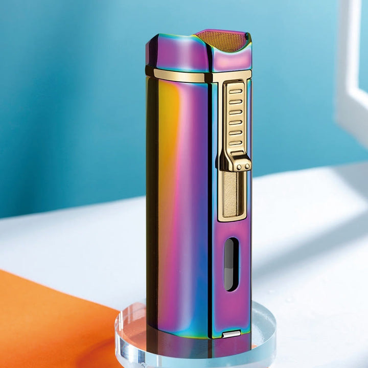 Briquet coupe-vent triple brûleur avec coupe-cigare pliable