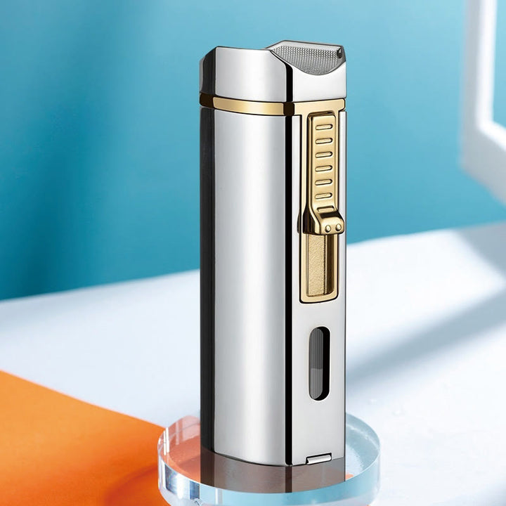 Briquet coupe-vent triple brûleur avec coupe-cigare pliable