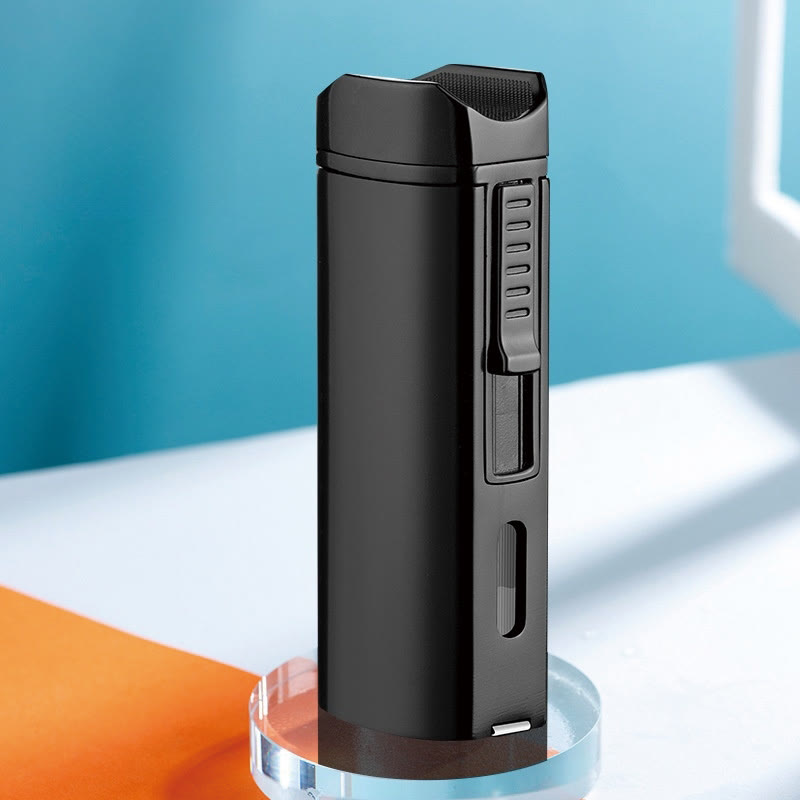 Briquet coupe-vent triple brûleur avec coupe-cigare pliable