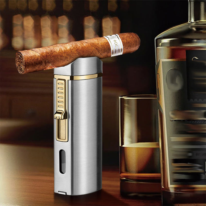Briquet coupe-vent triple brûleur avec coupe-cigare pliable